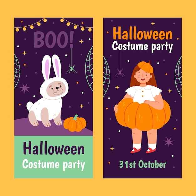 Free Vector | Flat design costume party vertical banner