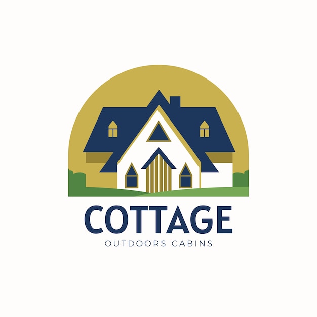 Vettore gratuito design piatto del logo del cottage