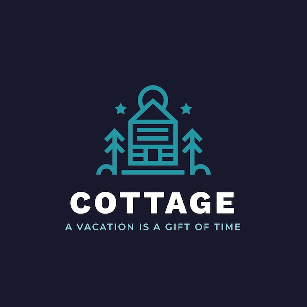 Vettore gratuito modello di logo cottage design piatto