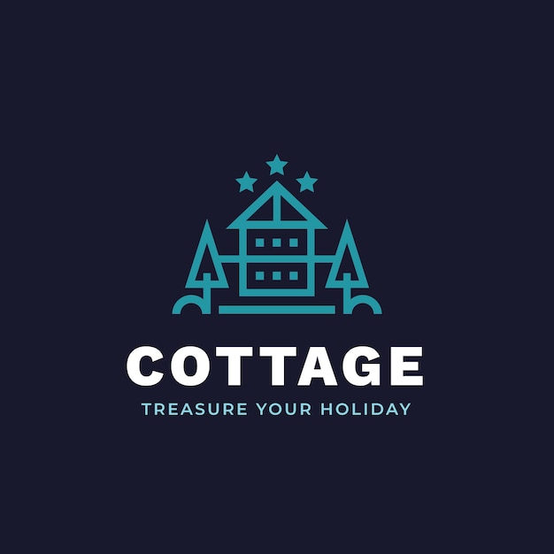 Vettore gratuito modello di logo cottage design piatto