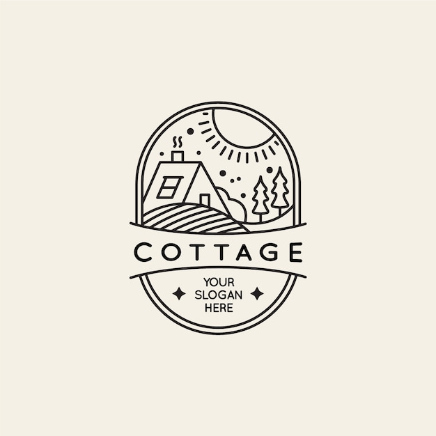 Flat design cottage logo template