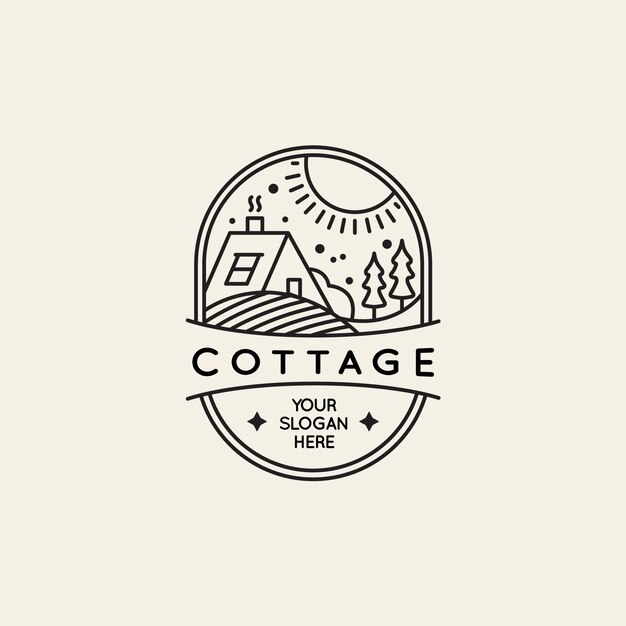 Flat design cottage logo template