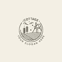 Vettore gratuito modello di logo cottage design piatto