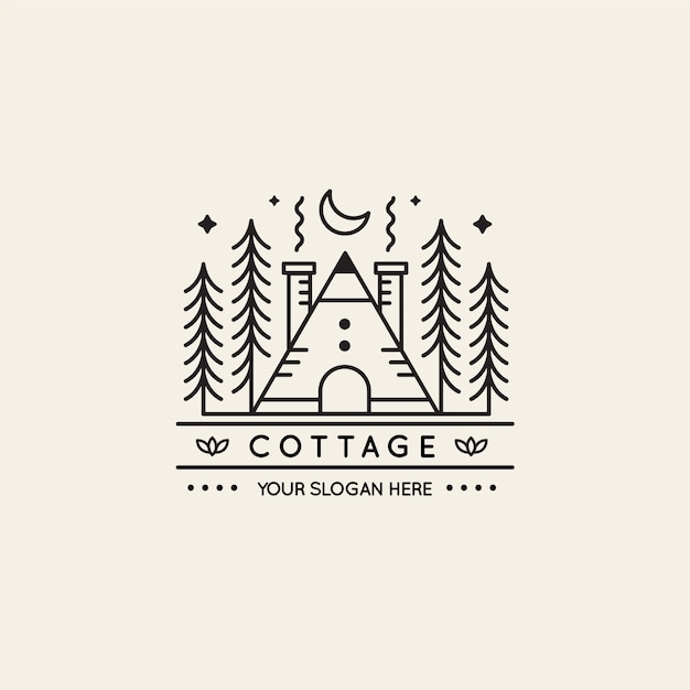 Flat design cottage logo template