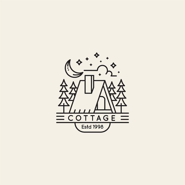 Шаблон логотипа коттеджа с плоским дизайном