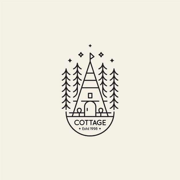 flat design cottage logo template