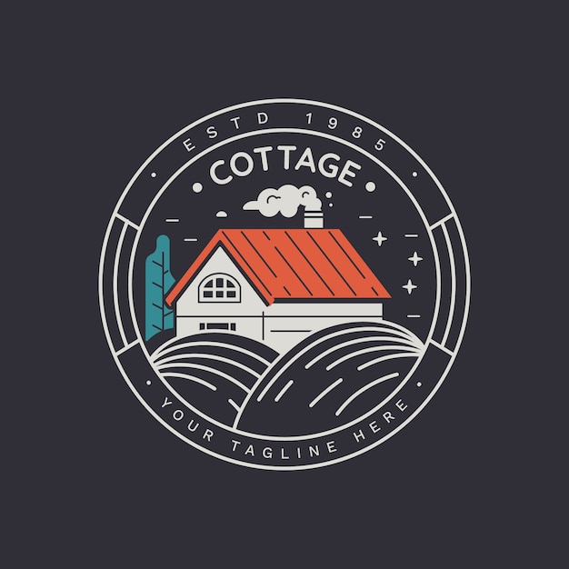 Flat design cottage logo template