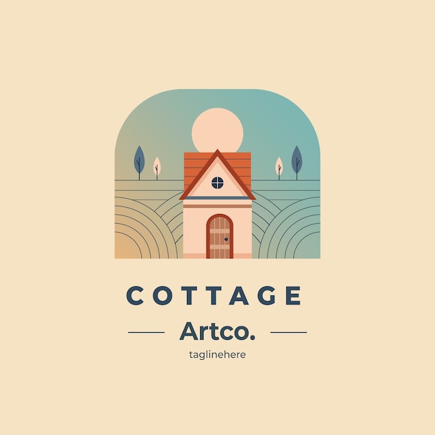 Logo del cottage dal design piatto