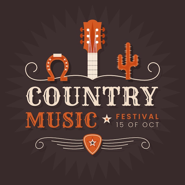 Free vector flat design country music illustration