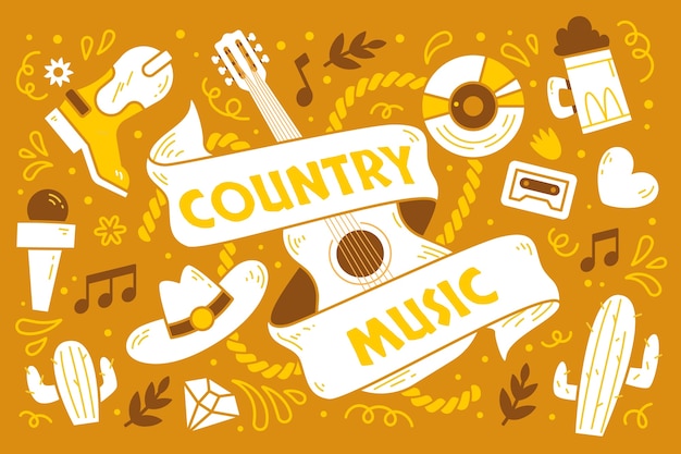 Flat design country music illustration