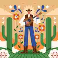 Vettore gratuito illustrazione di musica country design piatto
