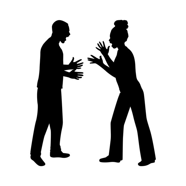 Flat design couple arguing silhouette