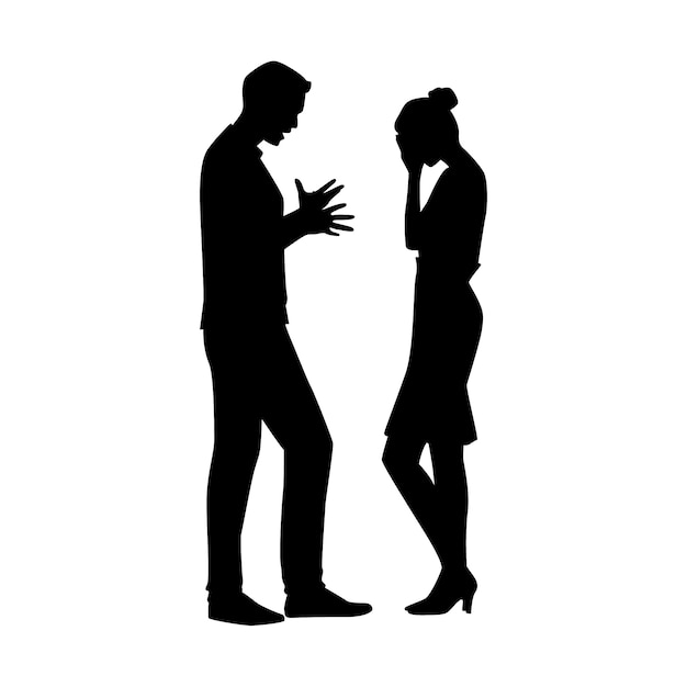 Free vector flat design couple arguing silhouette