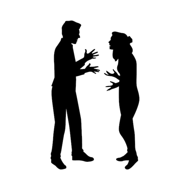 Flat design couple arguing silhouette