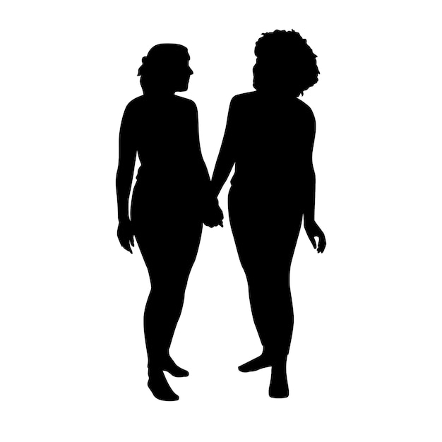 Free vector flat design couple holding hands silhouette