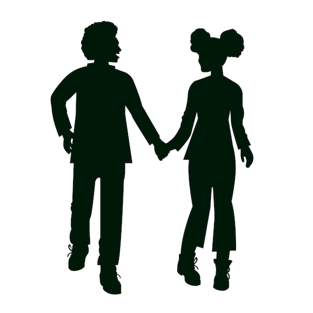 Free vector flat design couple holding hands silhouette