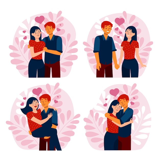 Free vector flat design couple illustration collection