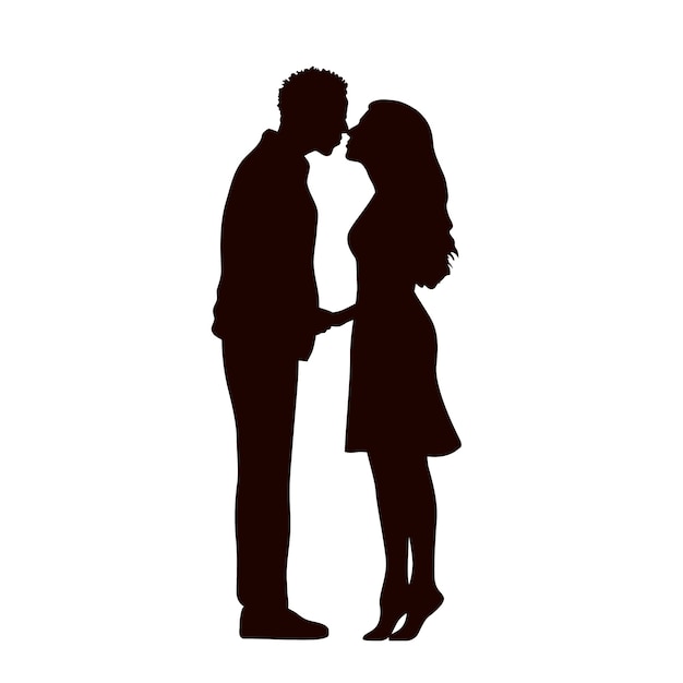 Free vector flat design couple kissing silhouette