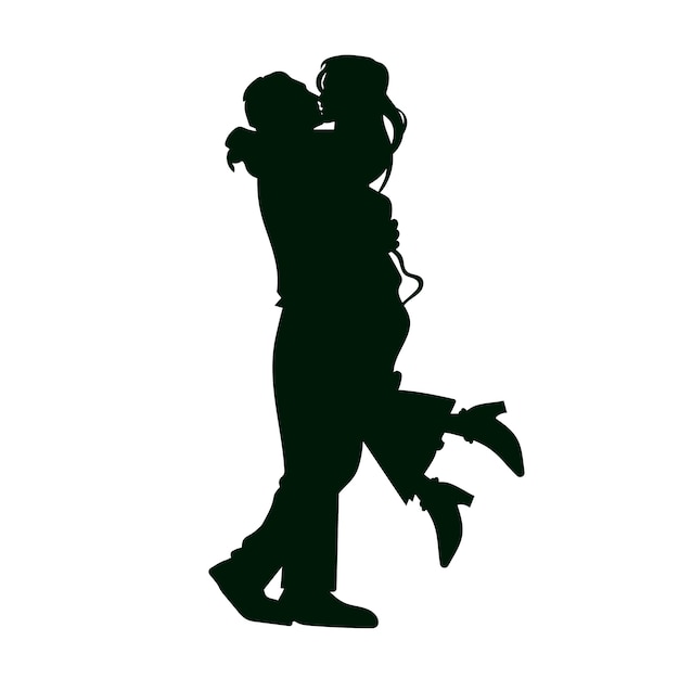 Flat design couple kissing silhouette