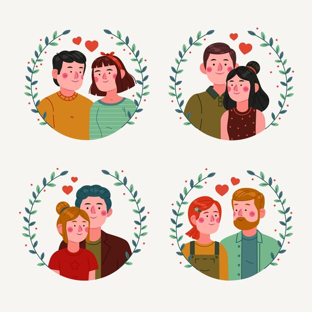 Flat design couple in love collection