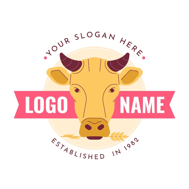 Flat design cow logo design