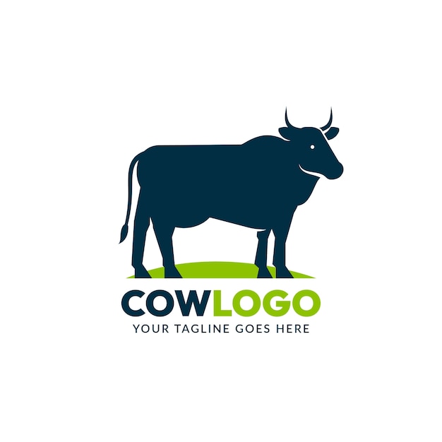 フラットデザインの牛のロゴデザイン