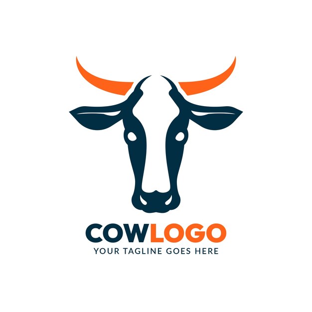 Плоский дизайн логотипа коровы