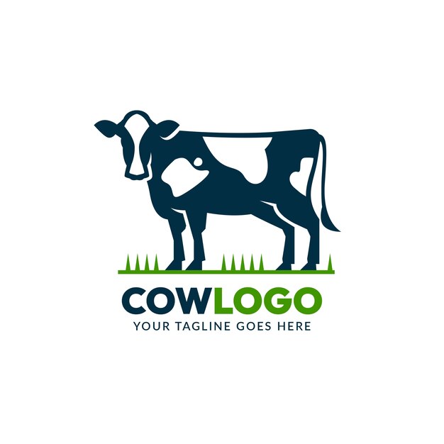 Free Vector flat design cow logo design