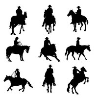 Vettore gratuito illustrazione della siluetta del cowboy di design piatto
