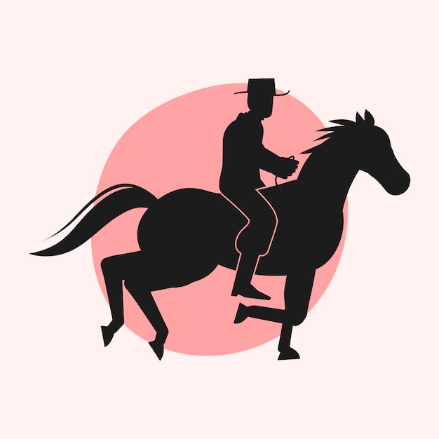 Illustrazione della siluetta del cowboy di design piatto