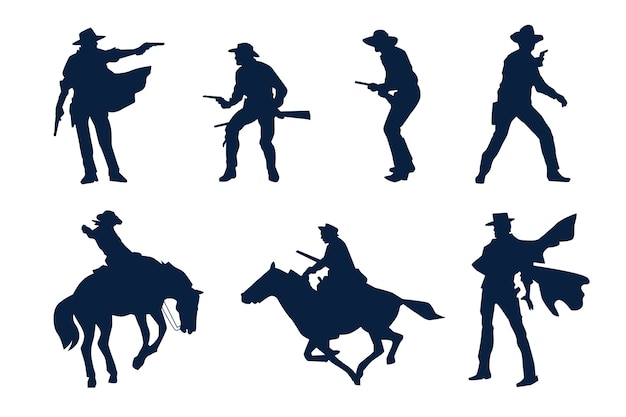 Vettore gratuito illustrazione della siluetta del cowboy di design piatto