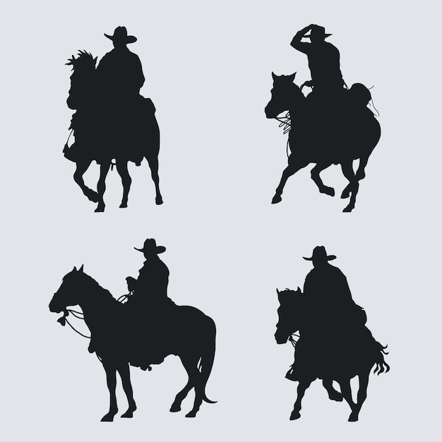 Vettore gratuito illustrazione della siluetta del cowboy di design piatto