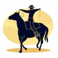 Vettore gratuito illustrazione della siluetta del cowboy di design piatto