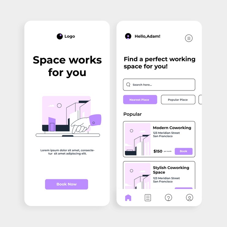 Free Vector flat design coworking app template