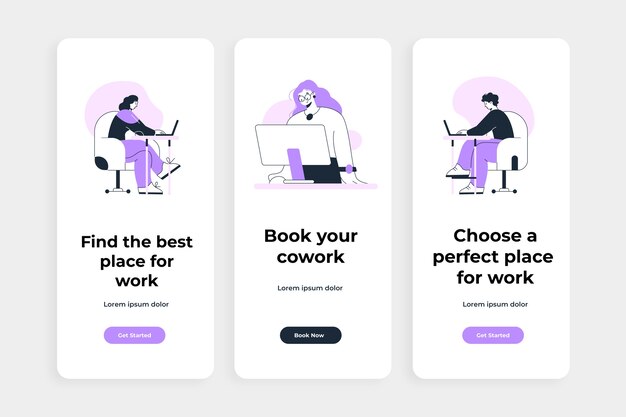 Шаблон приложения для коворкинга с плоским дизайном
