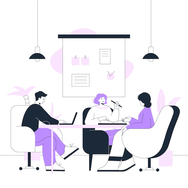 Illustrazione di coworking design piatto