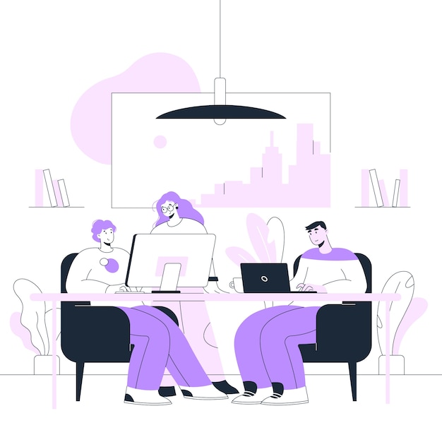 Free vector flat design coworking illustration