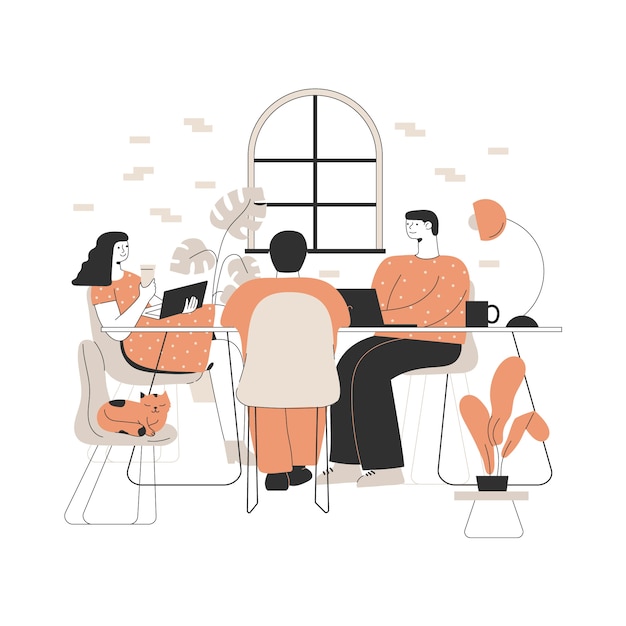 Free vector flat design coworking illustration