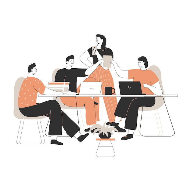 Flat design coworking illustration