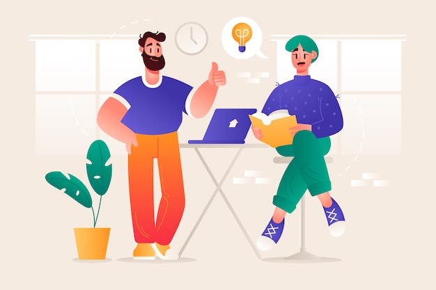 Flat design coworking illustration