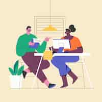 Free vector flat design coworking illustration