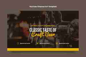 Бесплатное векторное изображение Плоский дизайн крафтового пива youtube channel art