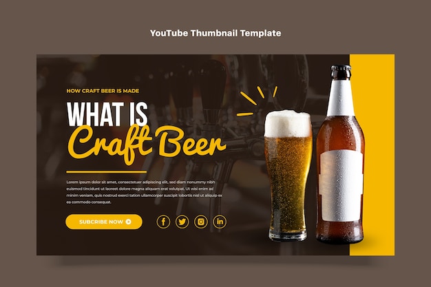 Free vector flat design craft beer youtube thumbnail