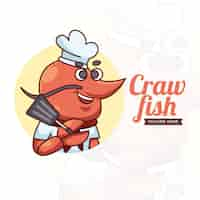 Free vector flat design crawfish logo