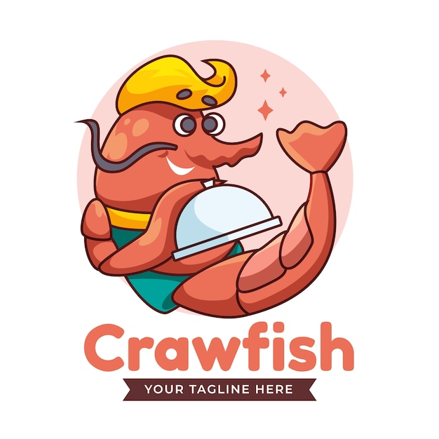 Flat design crawfish logo