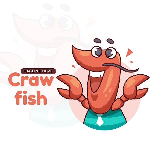 Flat design crawfish logo