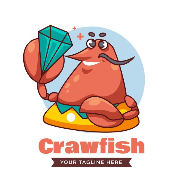 Flat design crawfish logo