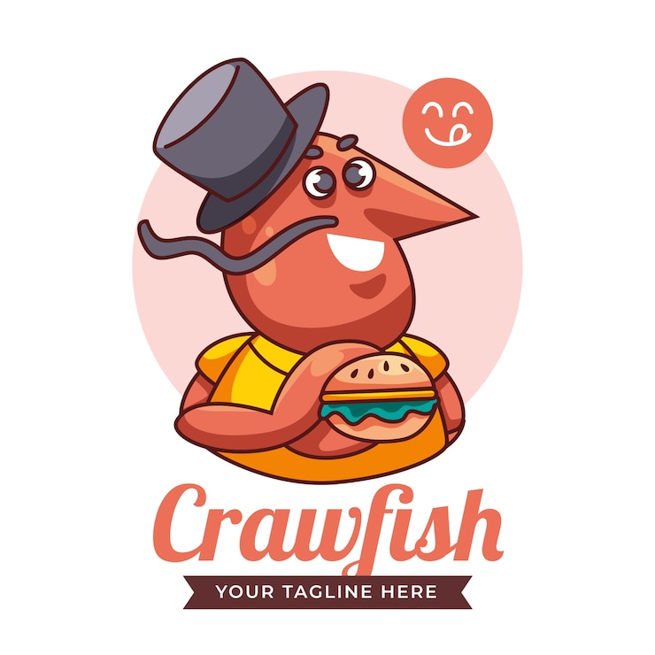 Free Vector flat design crawfish logo