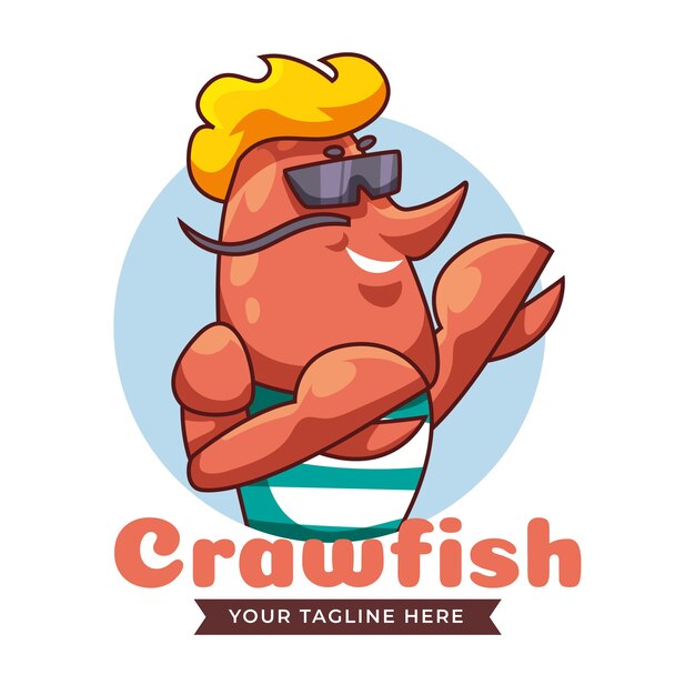 Free vector flat design crawfish logo