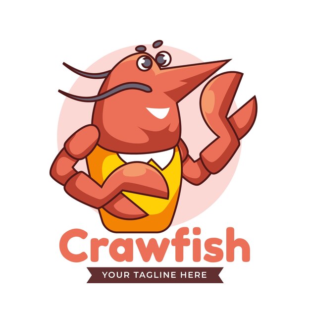 Flat design crawfish logo